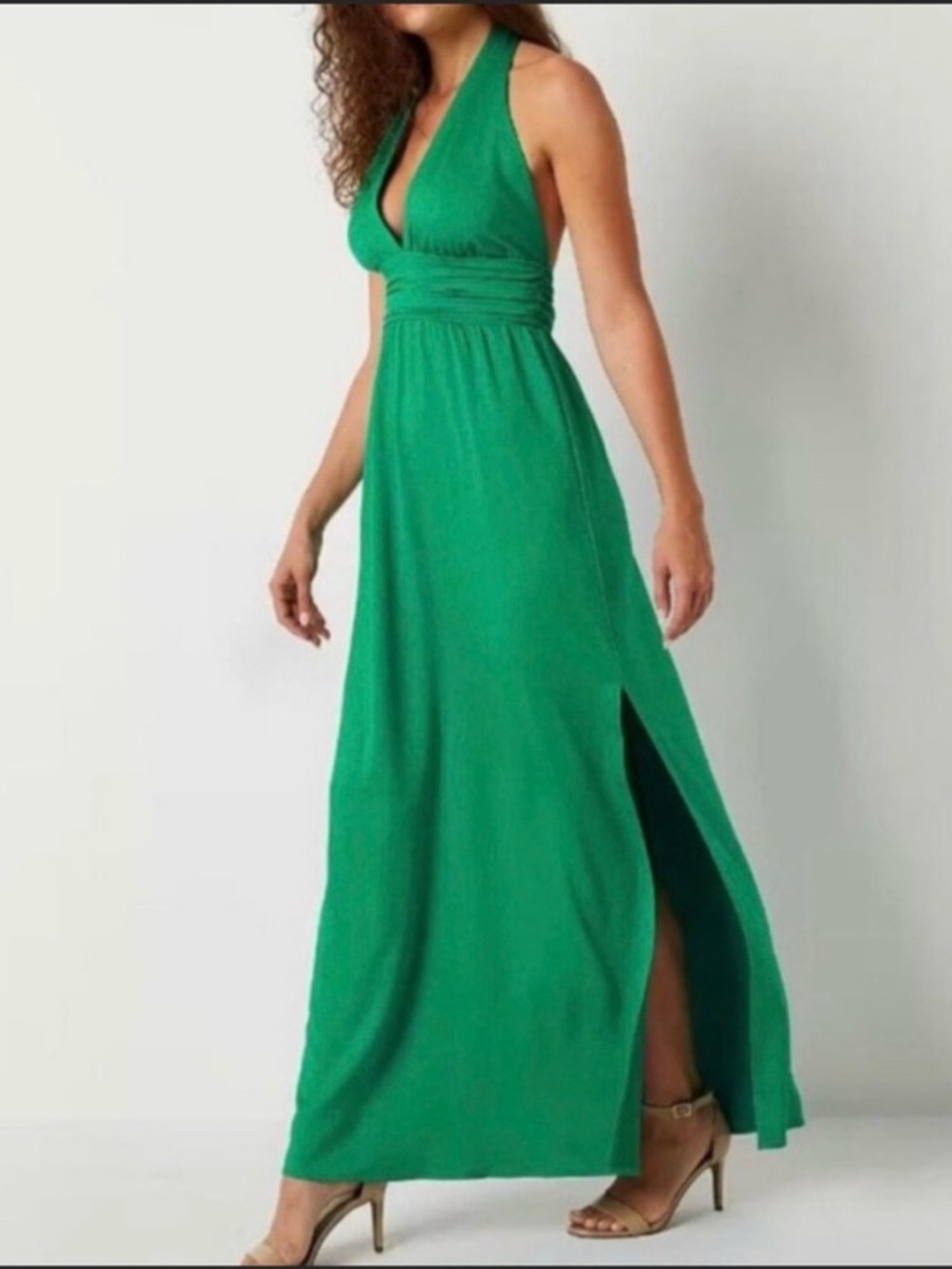 NWT Premier Amour Green Halter Maxi Dress